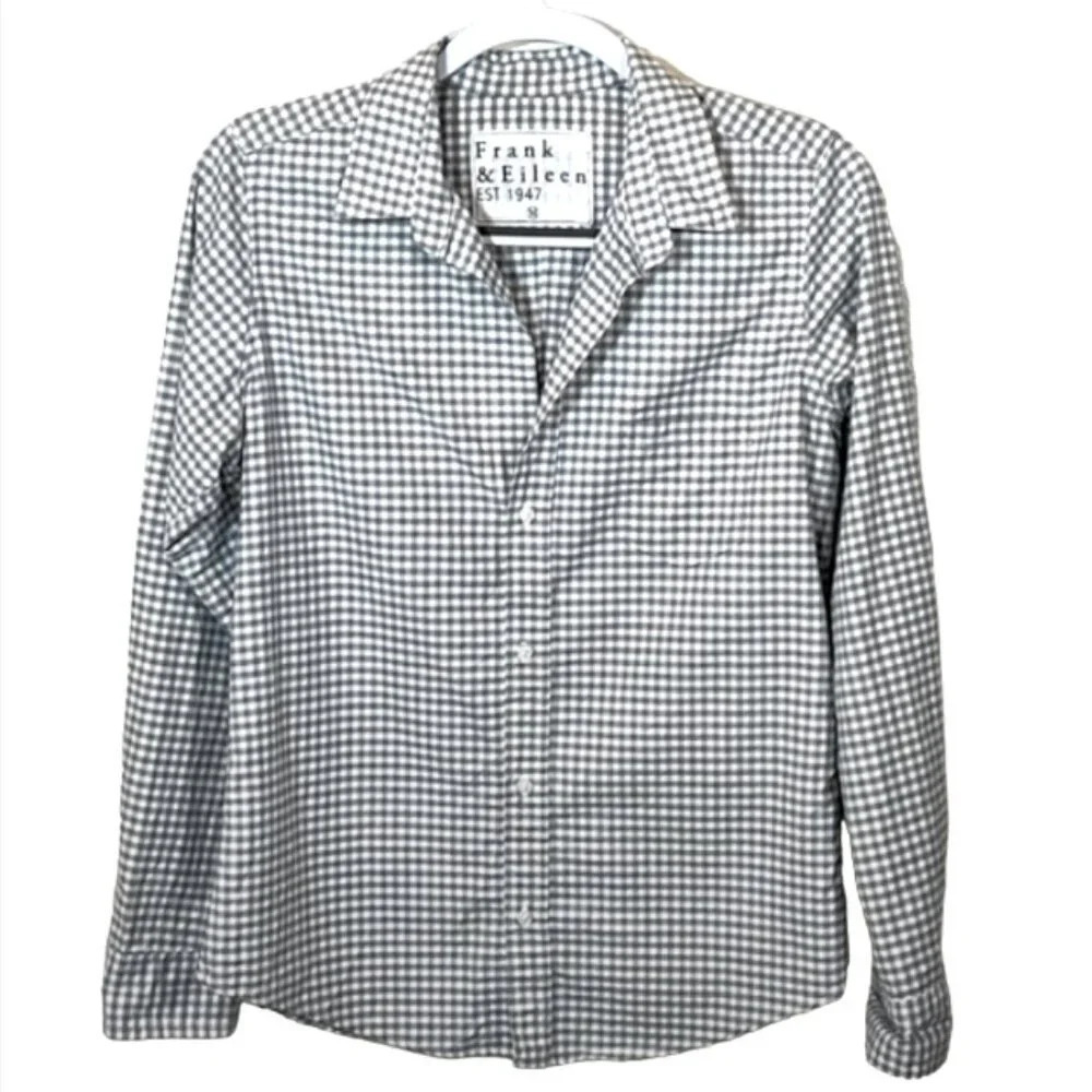 Frank & Eileen Barry Check Button-Up Shirt In Gra… - image 1